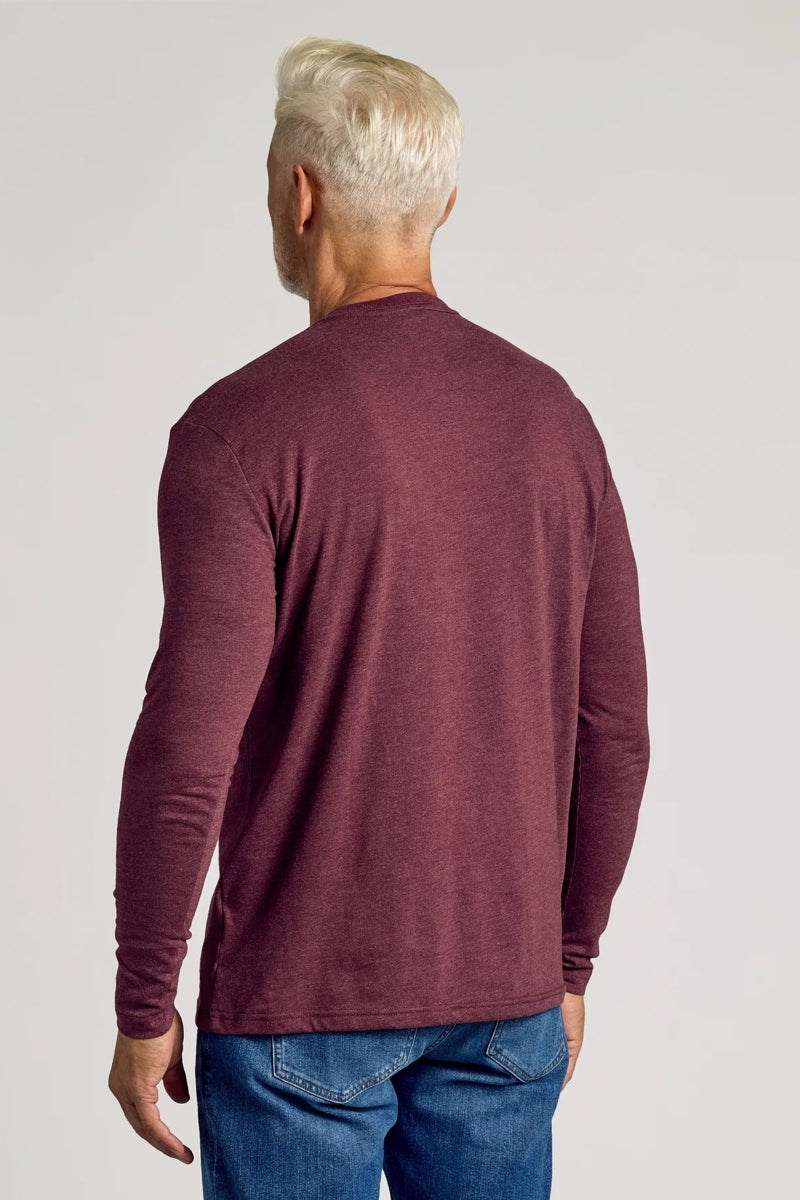 Faire,True Classic, True Classic Heather Burgundy Long Sleeve T-Shirt, Red, Large-43-TagL