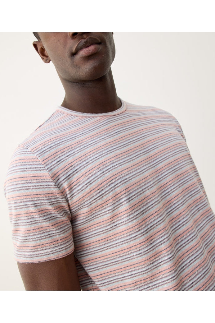 Wholesale,Marine Layer, Marine Layer Multi Striped Jacquard Crew Tee, Orange, Small-41-TagSMedium-43-TagMLarge-46-TagLExtra Large-50-TagXLExtra Extra Large-52-TagXXL