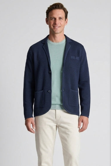 Wholesale,American Heritage, American Heritage Navy Jacquard Sweater Cardigan, Blue, Extra Extra Large-50-TagXXL