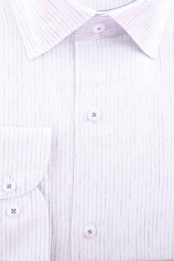 Jakamen Light Blue/White Striped Textured Comfort Fit Shirt