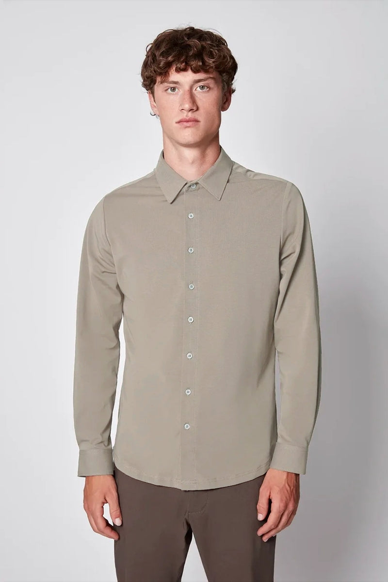 Projek Raw Beige Knit Long Sleeve Button-Up Shirt