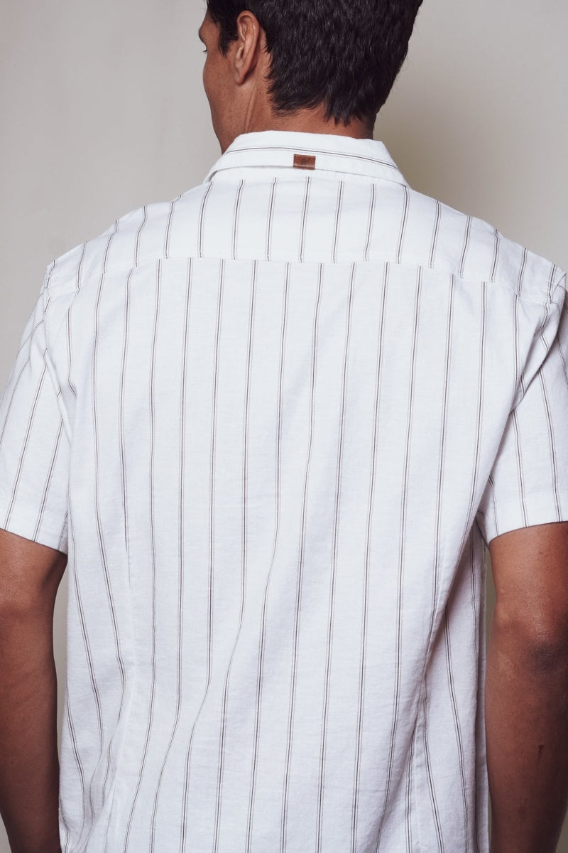 Wholesale,Fundamental Coast, Fundamental Coast White Striped Luxurious Linen Blend Shirt, White, Extra Extra Large-52-TagXXL