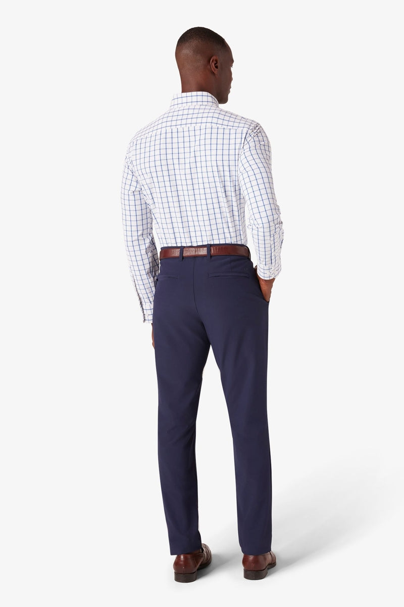 Wholesale,Mizzen + Main, Mizzen + Main White/Navy Window Panel Trim No Tuck Dress Shirt, White, Large-45-TagL