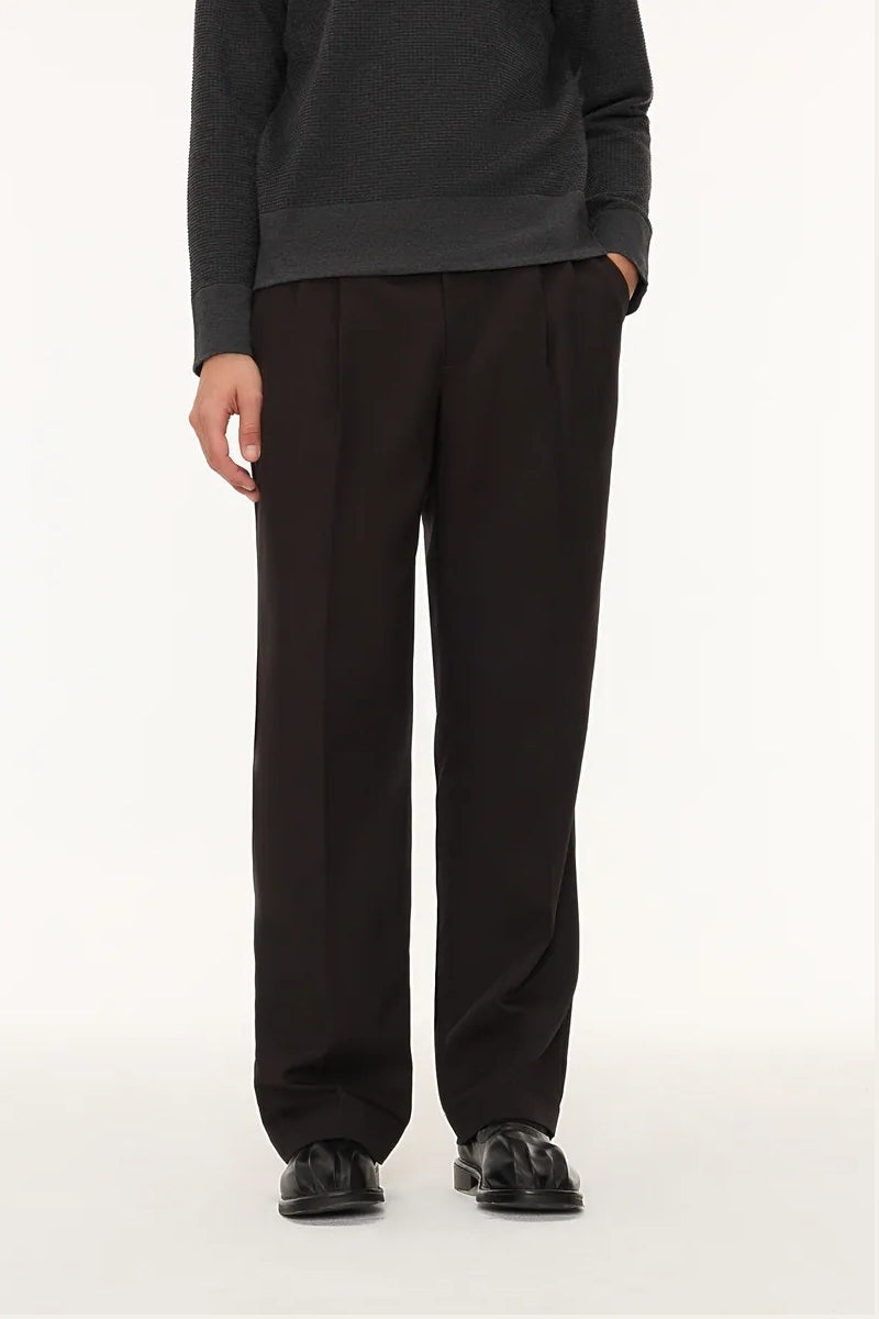 Direct From Brand,FYNE, FYNE Black Pleated Wide Suit Pants, Black, 35W-29L-TagL