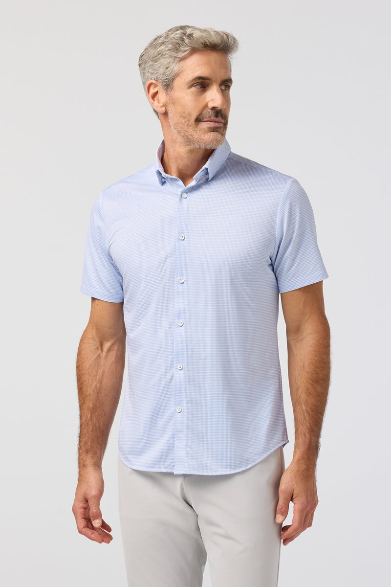 Wholesale,Mizzen + Main, Mizzen + Main Blue/White Gingham No-Tuck Trim Shirt, Blue, Extra Extra Large-52-TagXXL