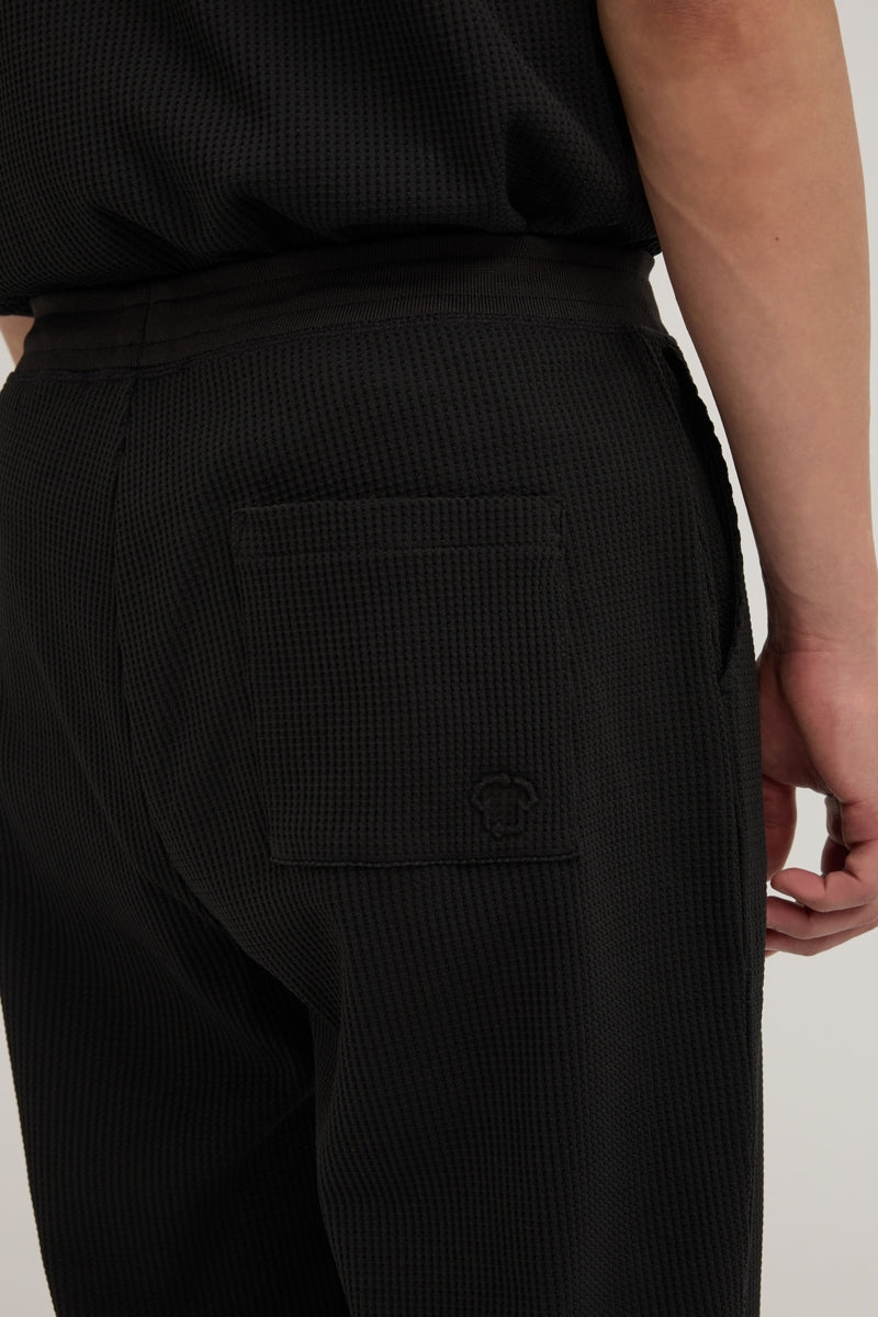 FYNE Black Knit Waffle Weave Joggers