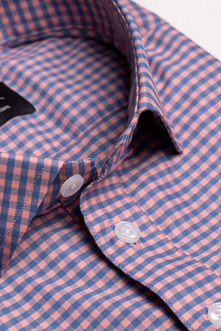 Wholesale,Brisk, Brisk Pink/Blue Gingham Checkered Performance Stretch Short Sleeve Polo, Pink, Large-46-TagL