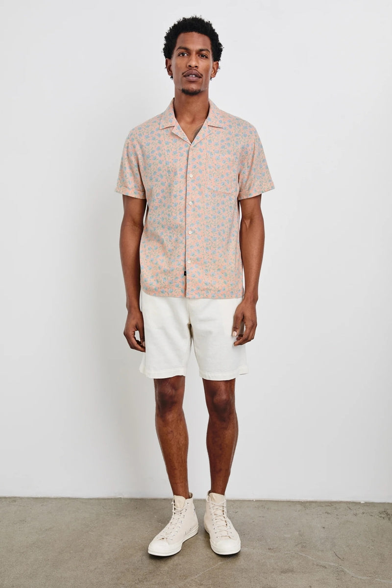 Wholesale,Rails, Rails Light Orange/Blue Floral Batik Blossom Print Shirt, Orange, Medium-44-TagMLarge-47-TagLExtra Large-49-TagXLExtra Extra Large-52-TagXXL