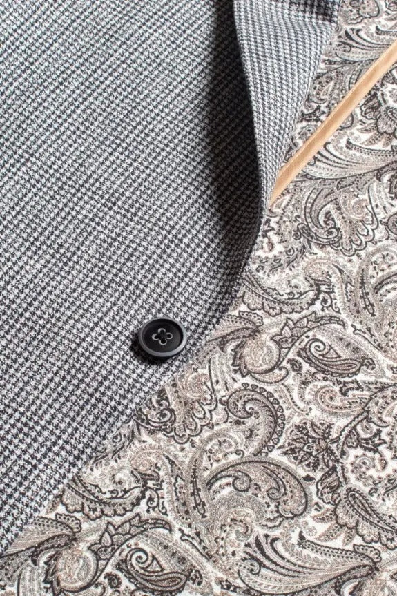 Wholesale,Eight X, Eight X Grey Houndstooth Patterned Blazer, Grey, Extra Large-46-Tag46Extra Extra Large-48-Tag48
