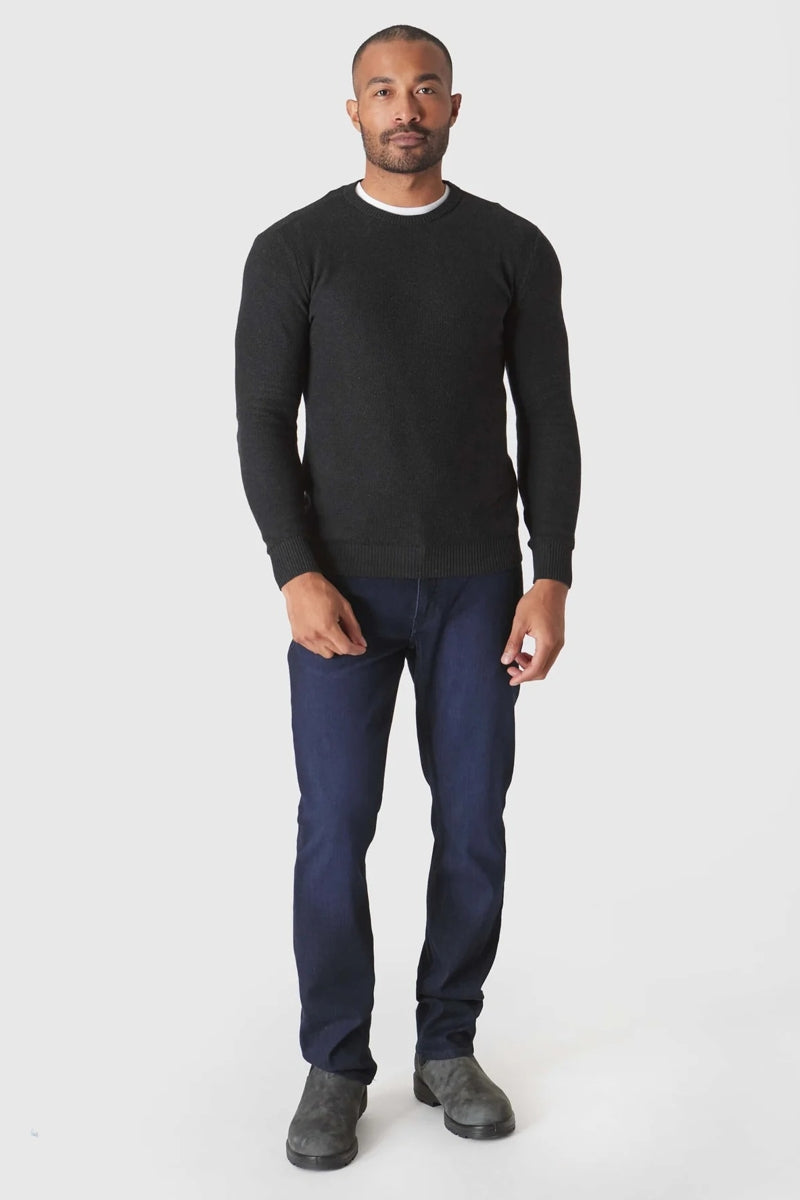 Faire,True Classic, True Classic Heather Black Pique Crew Sweater, Black, Medium-38-TagM
