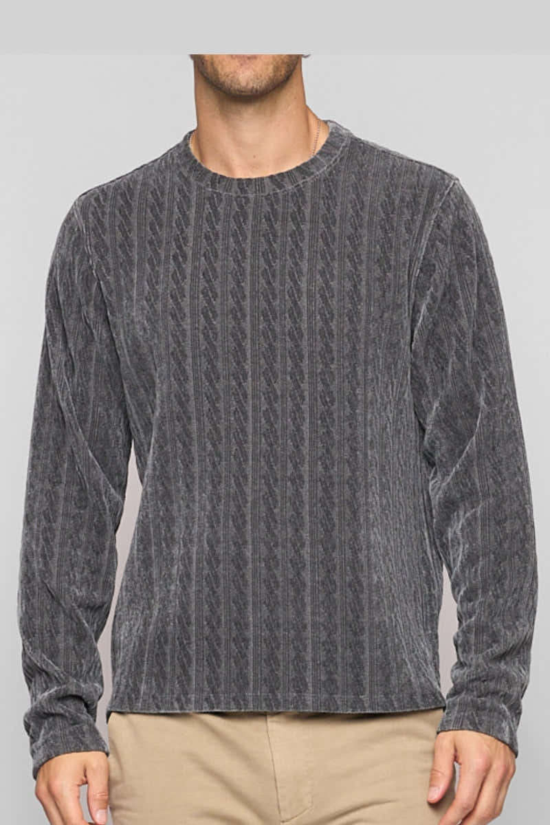 Wholesale,Fundamental Coast, Fundamental Coast Graphite Cable Knit Textured Sweater, Grey, Large-46-TagL