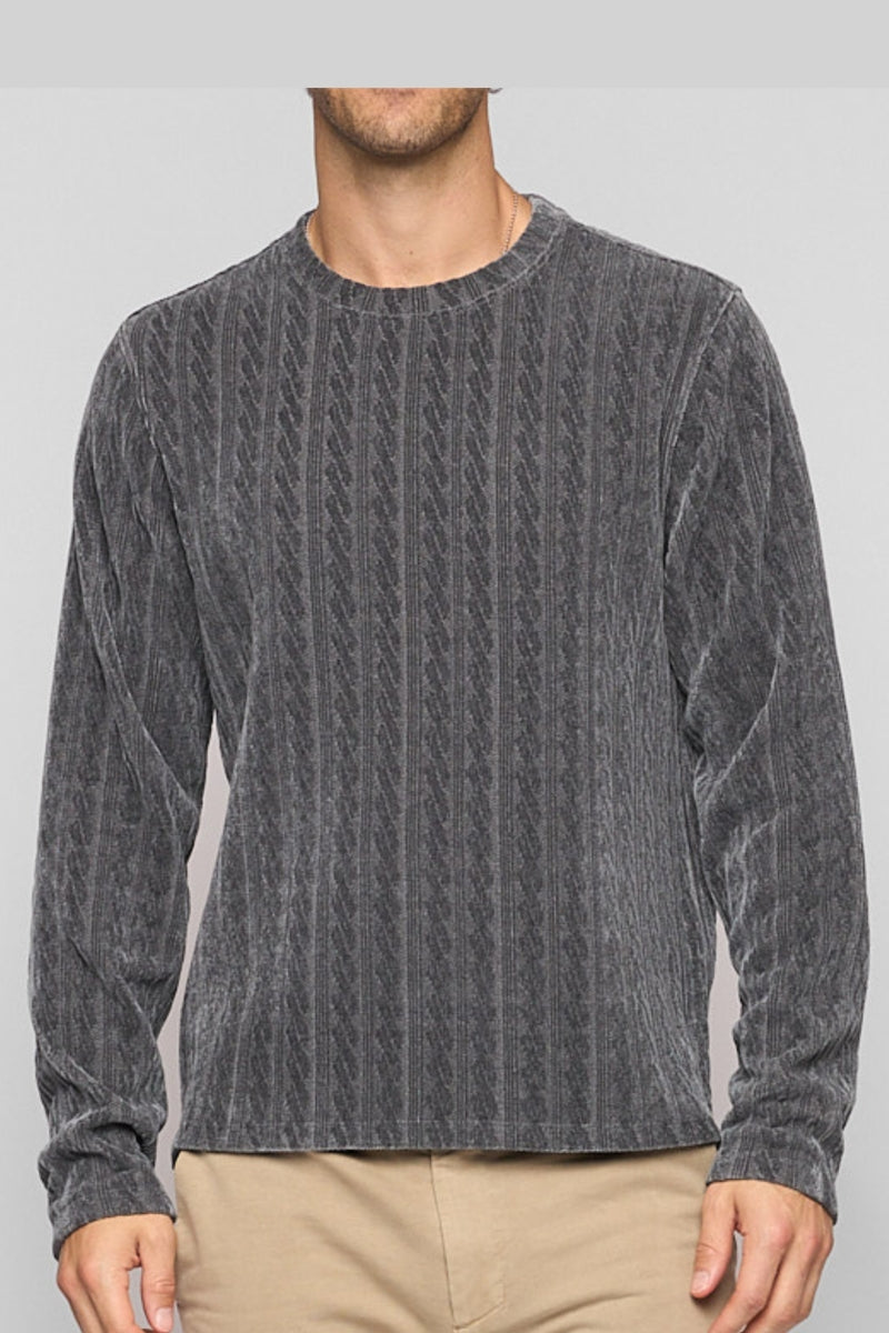 Wholesale,Fundamental Coast, Fundamental Coast Graphite Cable Knit Textured Sweater, Grey, Medium-43-TagMLarge-46-TagLExtra Large-49-TagXL