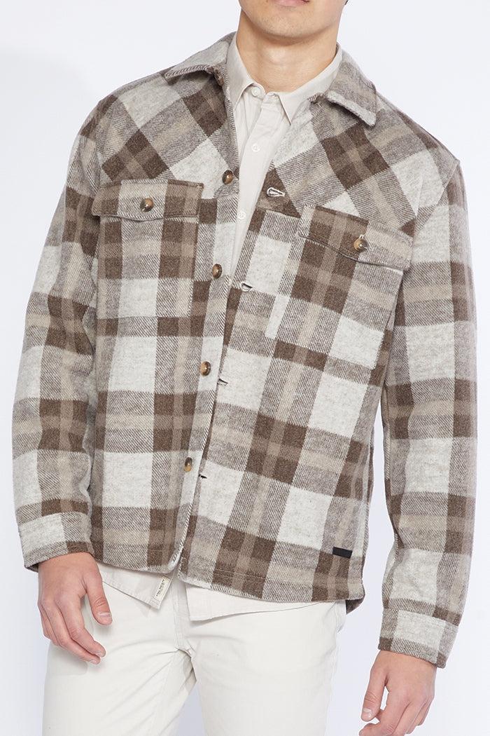 Wholesale,Civil Society, Civil Society Brown/Tan Brushed Yarn-dyed Shacket, Brown, Large-46-TagL