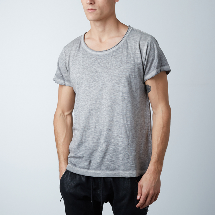 Wholesale,Reese De Luca, Reese De Luca Cloudy Grey Jersey Scoop Neck T-Shirt, Grey, Medium-42-TagM