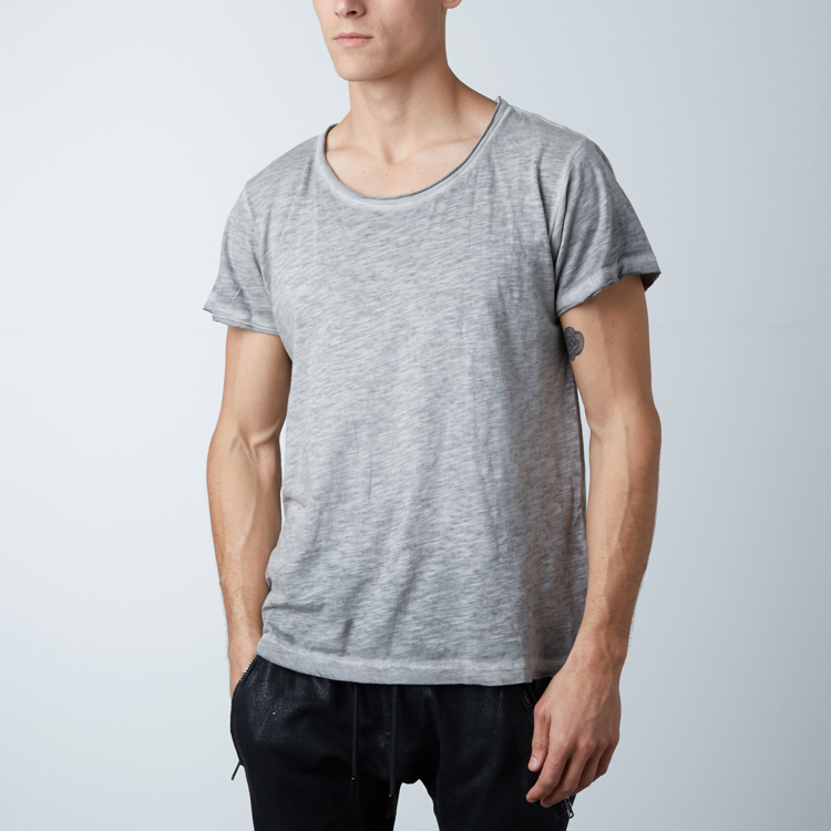 Reese De Luca Cloudy Grey Jersey Scoop Neck T-Shirt