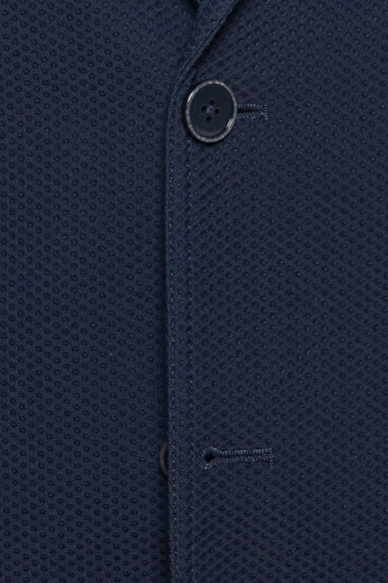 Direct From Brand,R2 Amsterdam, R2 Amsterdam Navy Textured Stretch Travel Blazer, Blue, Large-44-Tag56