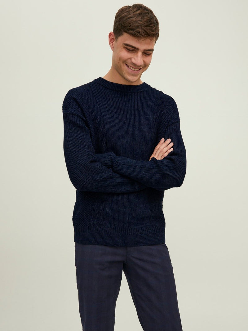 Jack & Jones Indigo Blue Knit Crew Neck Sweater