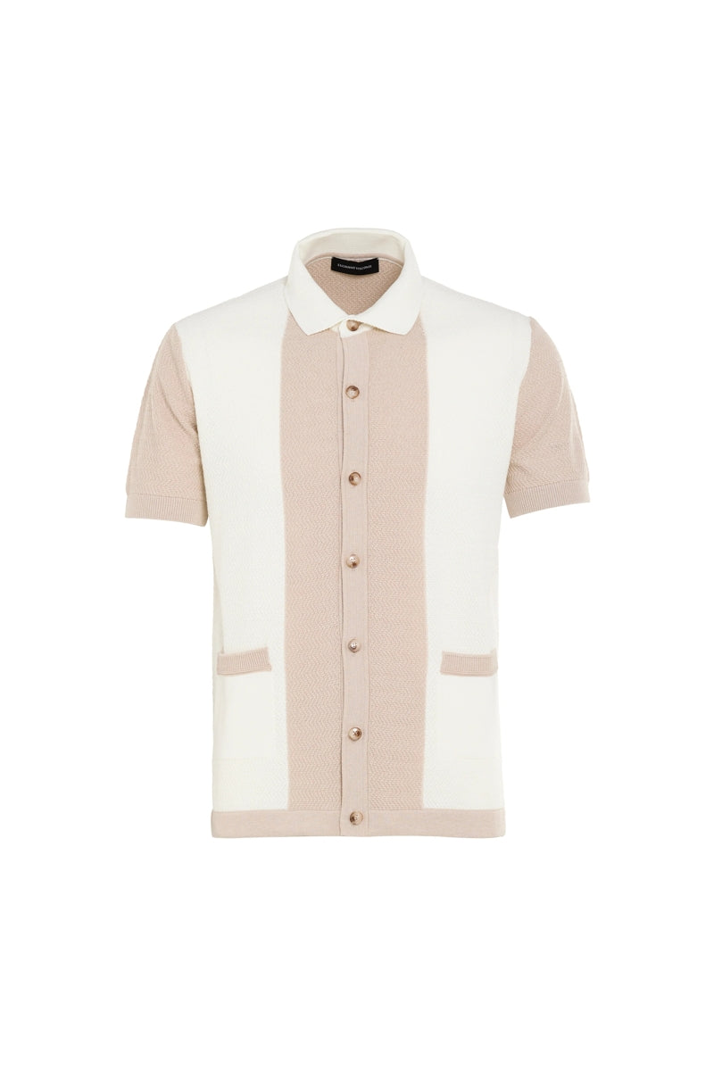 Wholesale,Luchiano Visconti, Luchiano Visconti Beige/Cream Knit Full Button Shirt, Tan, Extra Large-47-TagXL