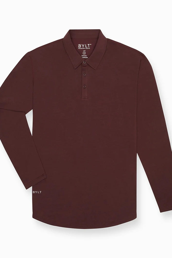 Wholesale,BYLT, BYLT Maroon Drop-Cut Lux 4-way Stretch Polo, Red, Medium-40-TagM