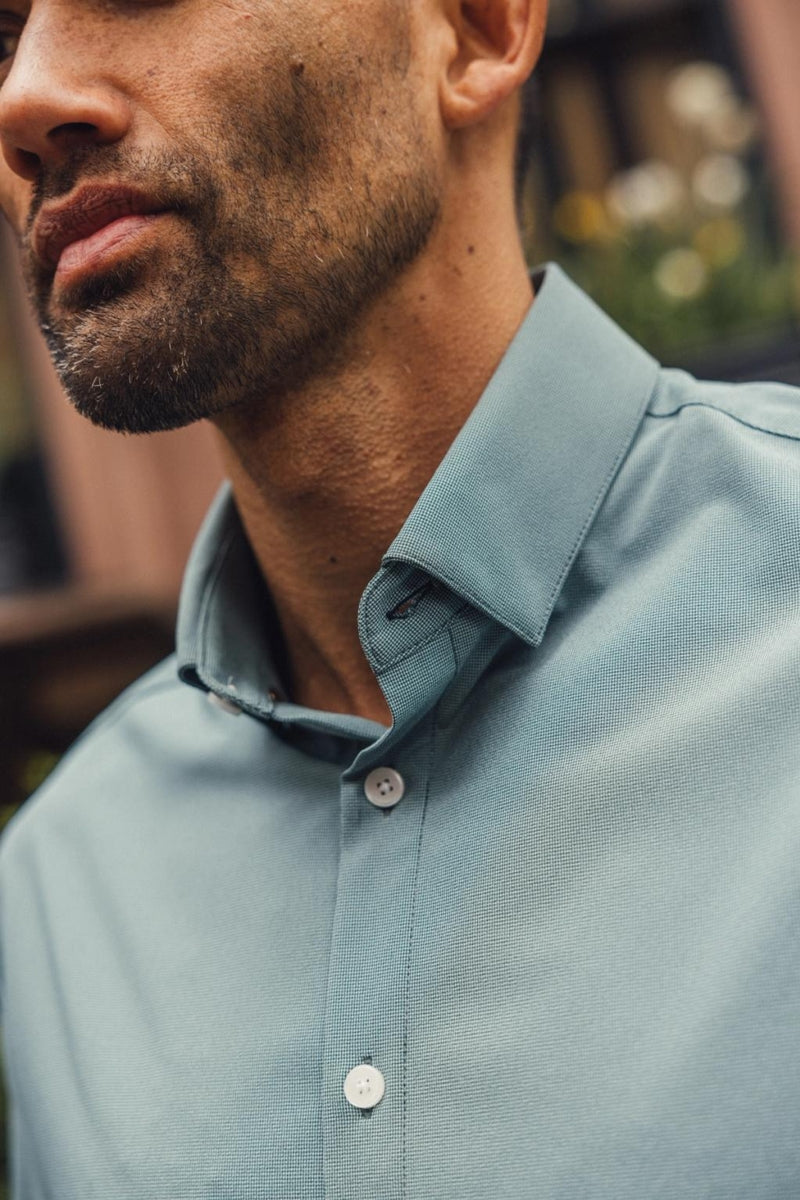 hunter green dress shirt Mizzen + Main Hunter Green Straton Houndstooth Trim Dress Shirt – Taelor.Style