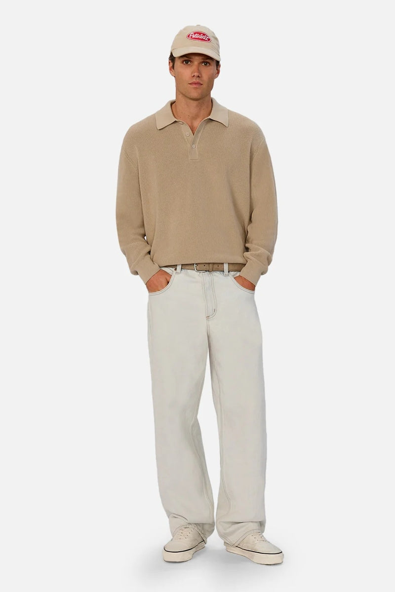 Wholesale,INDUSTRIE AUSTRALIA, INDUSTRIE AUSTRALIA Sand Dune Three-button Knitted Polo, Tan, Extra Large-54-TagXL