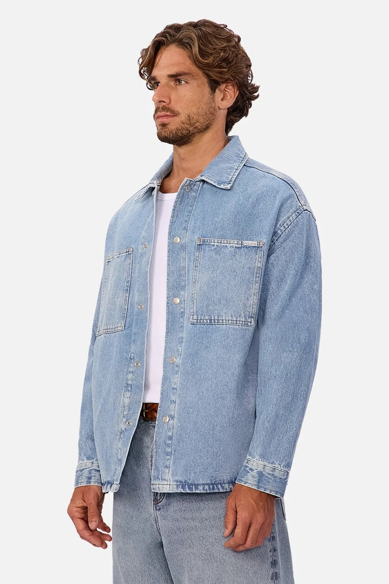 Wholesale,INDUSTRIE AUSTRALIA, INDUSTRIE AUSTRALIA Blue Denim Overshirt, Blue, Large-50-TagL