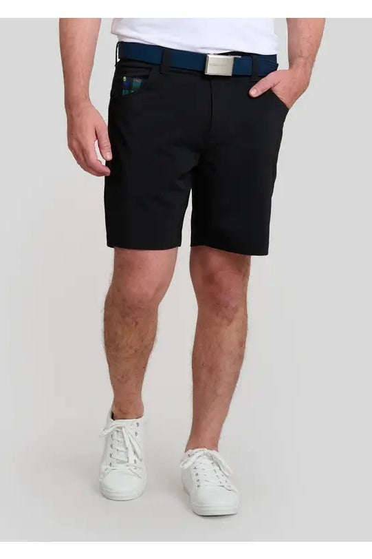 William Murray Golf Black 7" Shorts with Contrast Tech Pocket