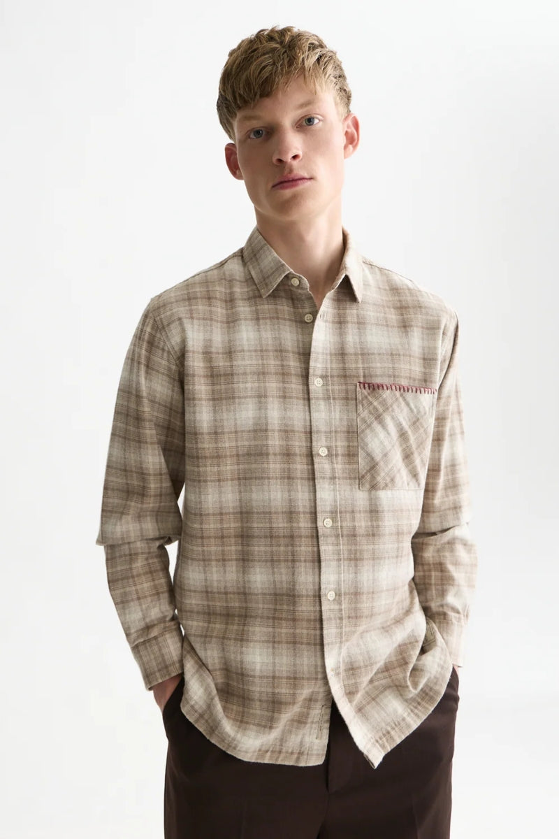 Wholesale,Scotch & Soda, Scotch & Soda Walnut Flannel Checked Shirt, Tan, Small-43-TagSMedium-46-TagMLarge-48-TagLExtra Large-50-TagXL