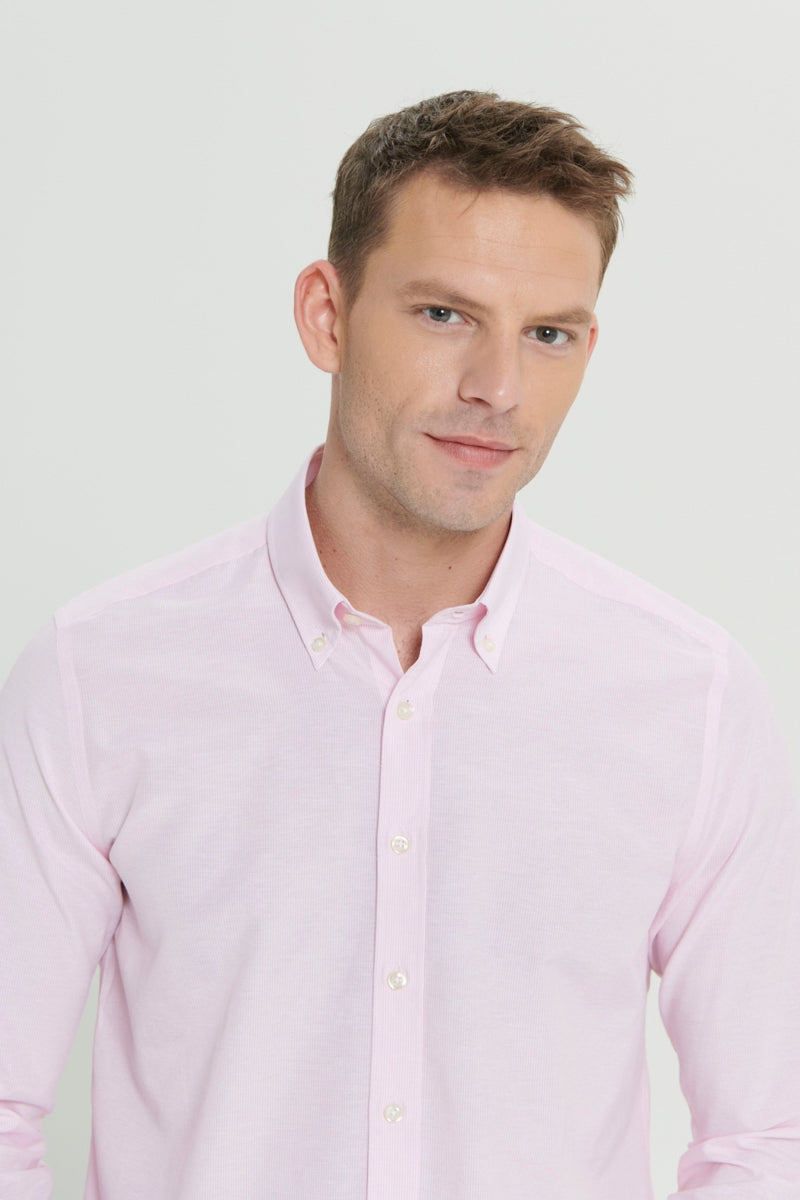 Wholesale,Altinyildiz Classics, Altinyildiz Classics Pink/White Striped Slim Fit Shirt, Pink, Extra Extra Large-50-TagXXL