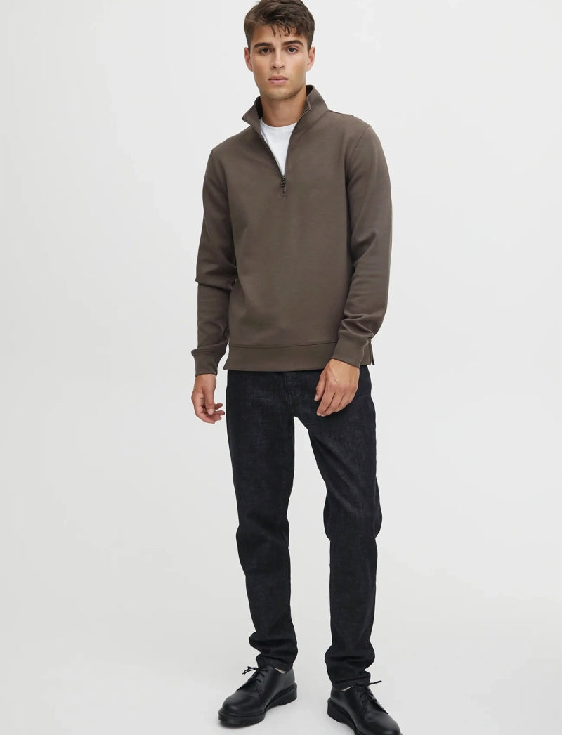 Wholesale,Casual Friday, Casual Friday Brown Knit Qtr Zip, Brown, Large-44-TagL