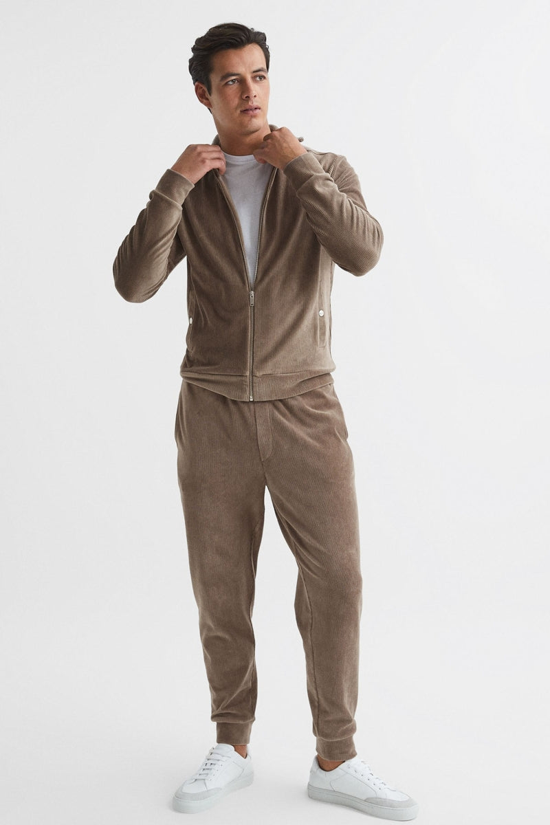 Direct From Brand,Reiss, Reiss Mocha Corduroy Track Jacket, Brown, Small-42-TagSMedium-44-TagM