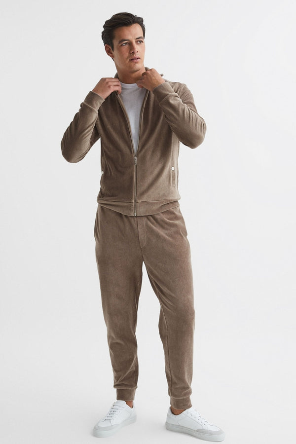 Reiss Mocha Corduroy Track Jacket