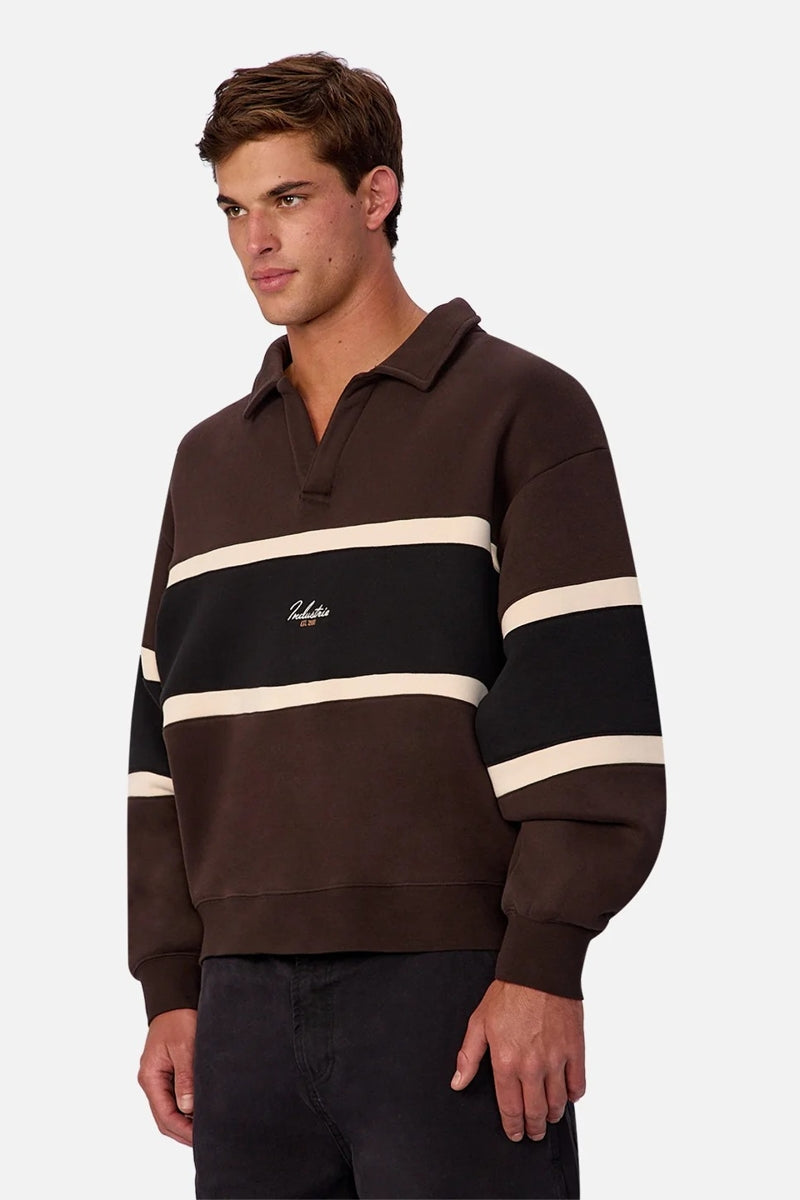 Wholesale,INDUSTRIE AUSTRALIA, INDUSTRIE AUSTRALIA Brown/Black Horizental Stripe V-neck Sweater Polo, Brown, Small-48-TagSMedium-50-TagMLarge-52-TagLExtra Large-54-TagXL