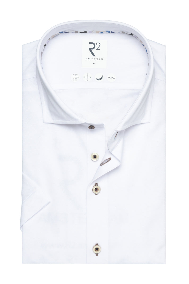Direct From Brand,R2 Amsterdam, R2 Amsterdam White Travel Shirt, White, Extra Extra Extra Large-54-Tag3XL