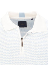 Guide London White/Sky Blue Herringbone Knit Polo