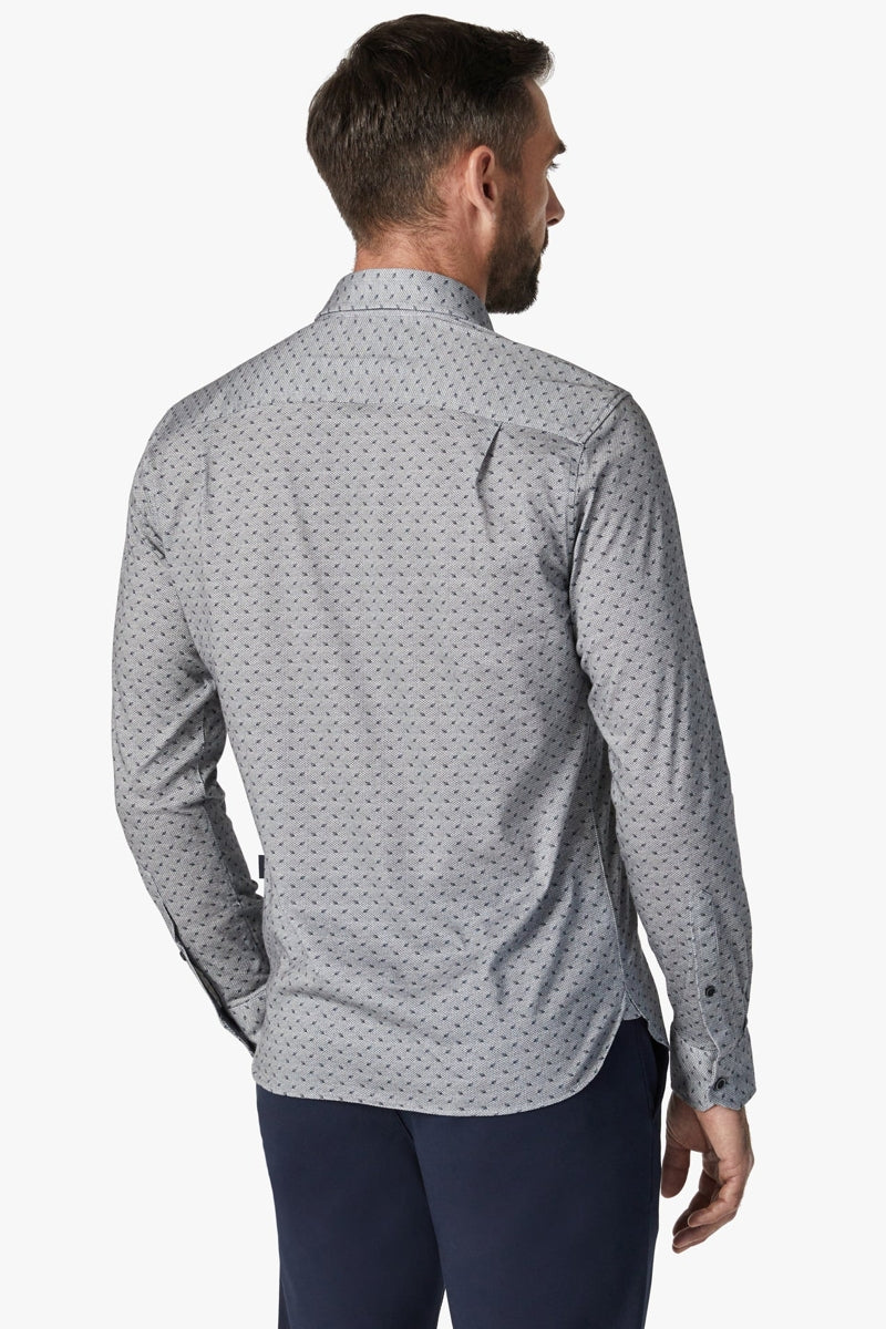 34 Heritage Grey Melange Leaf Print Knit Shirt