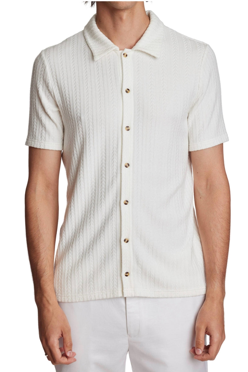 Wholesale,Paisley & Gray, Paisley & Gray Cream Full Placket Pointelle Polo Shirt, Cream, Medium-40-TagM