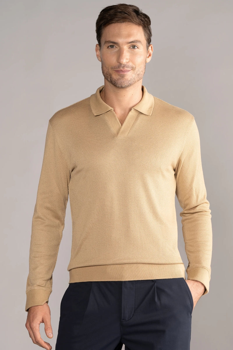 Wholesale,Twillory, Twillory Camel Performance Knit Sweater Polo, Tan, Small-40-TagS