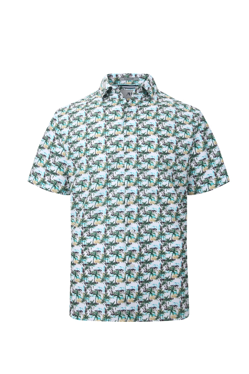 Wholesale,American Heritage, American Heritage Green/White Palm Tree Print Performance Shirt, Green, Small-42-TagSMedium-45-TagMLarge-48-TagLExtra Large-51-TagXLExtra Extra Large-55-TagXXL