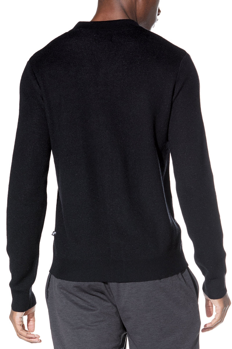 Civil Society Black Knit Full Placket Sweater Shirt