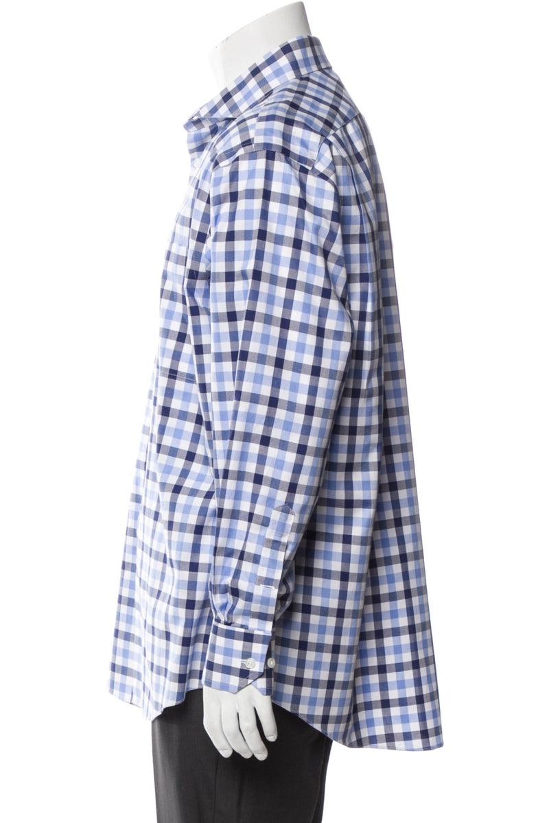 RealReal,Neiman Marcus, Neiman Marcus Blue/White Plaid Long Sleeve Dress Shirt, Blue, Extra Large-50-TagXL
