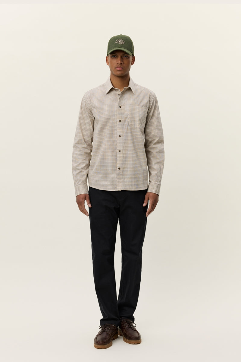 Wholesale,Les Deux, Les Deux Ivory Poplin Check Shirt, Cream, Small-42-TagS