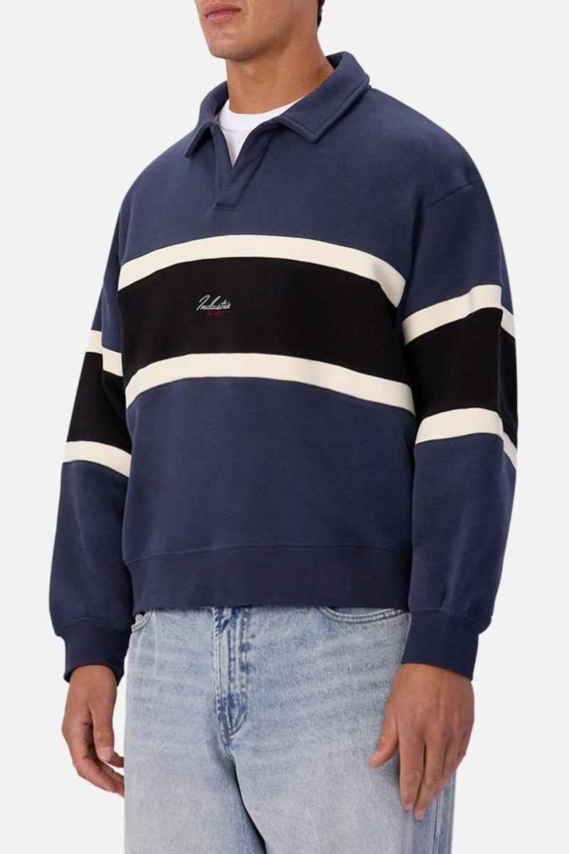 Wholesale,INDUSTRIE AUSTRALIA, INDUSTRIE AUSTRALIA Blue/Black Stripe Sweater Polo, Blue, Medium-50-TagMLarge-52-TagLExtra Large-54-TagXL