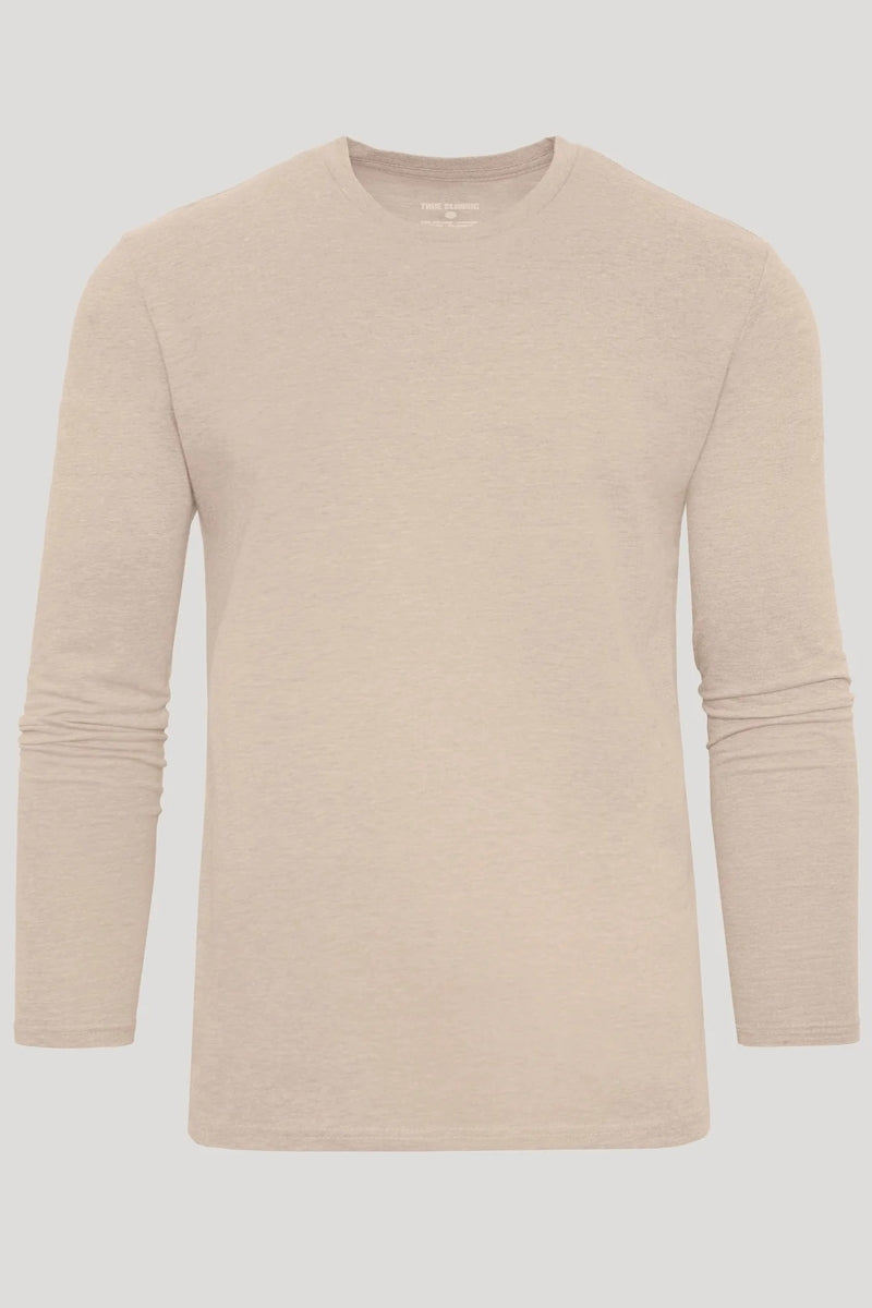 Faire,True Classic, True Classic Heather Camel Long Sleeve T-Shirt, Tan, Large-43-TagL