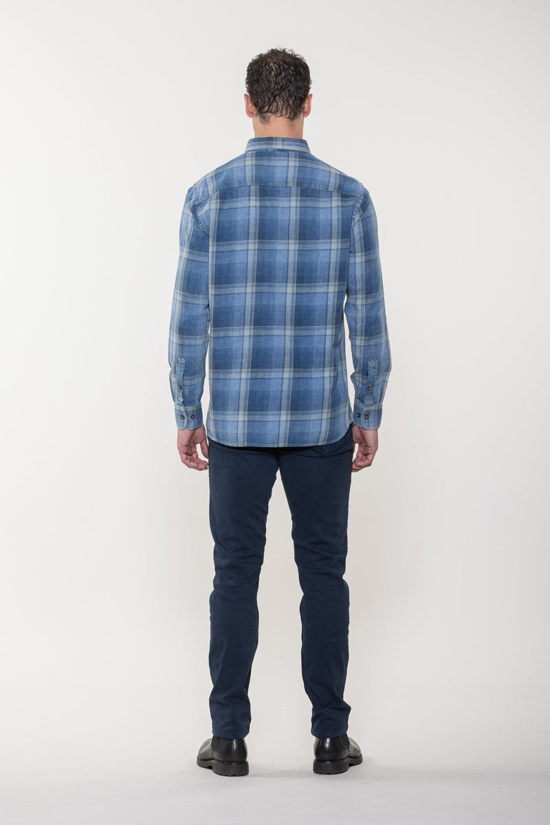 Wholesale,American Heritage, American Heritage Blue Denim All Way Stretch Overshirt, Blue, Large-48-TagL