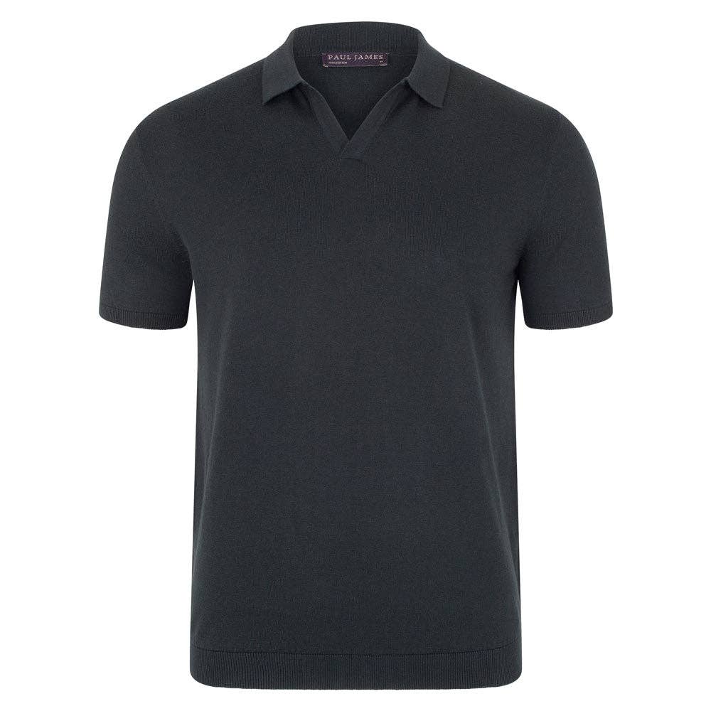 Faire,Paul James, Paul James Dark Green Buttonless Short Sleeve Knit Polo, Green, Small-40-TagS