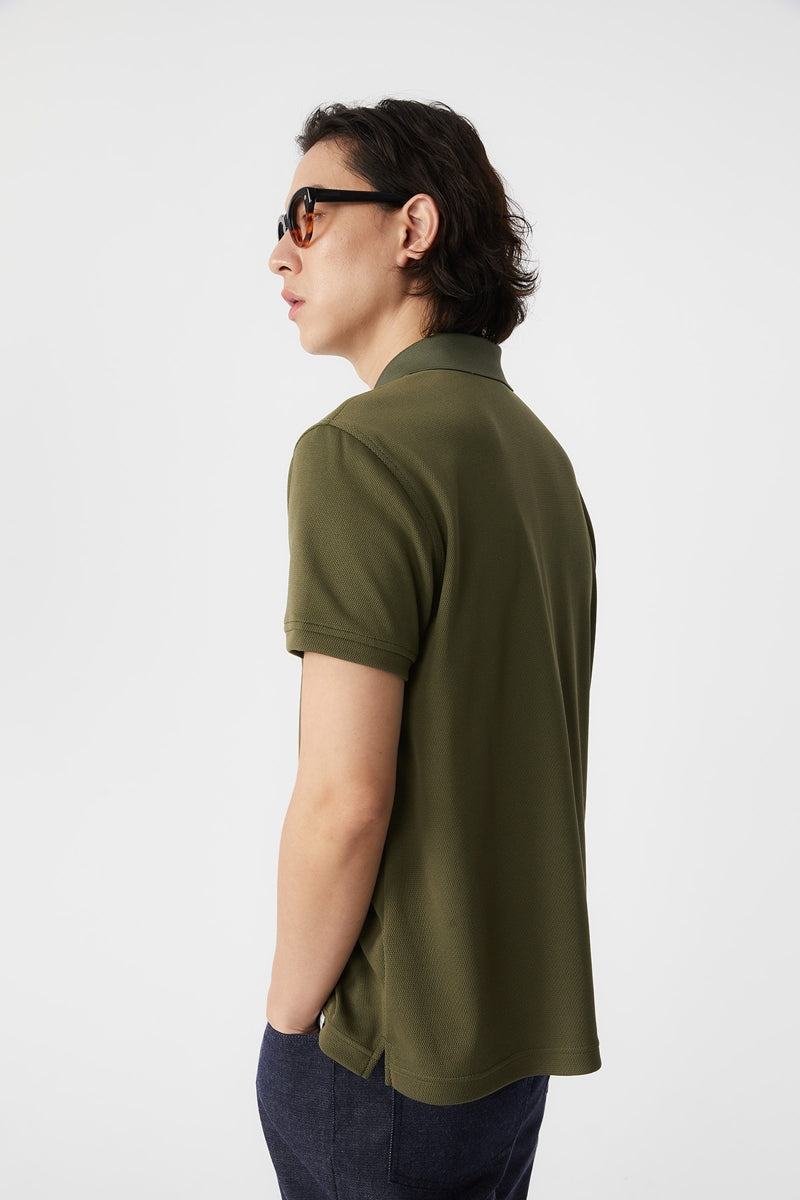 Direct From Brand,FYNE, FYNE Olive Green Antibacterial Performance Short Sleeve Polo, Green, Large-44-TagL