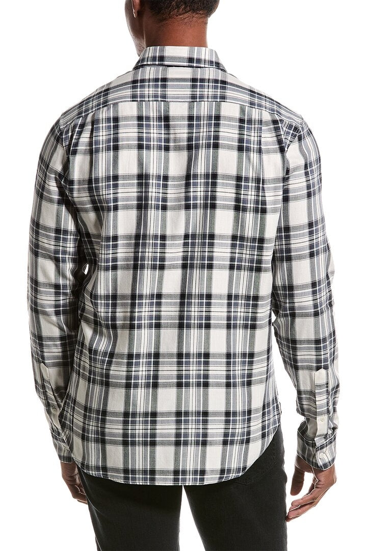Other,Vince, Vince White and Blue Plaid Shirt, White, Medium-42-TagMLarge-44-TagL