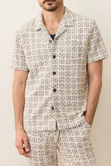 Marine Layer Neutral Geo Print Jacquard Textured Shirt
