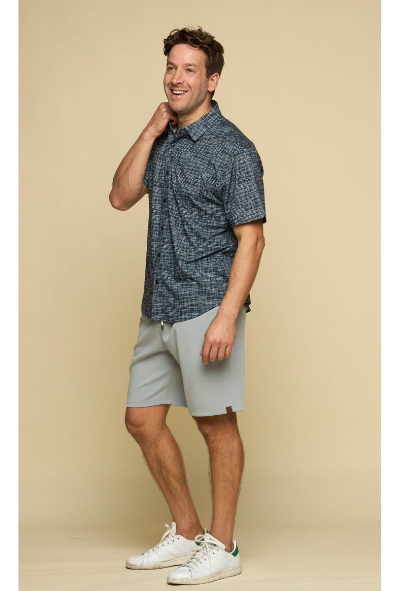 Wholesale,Fundamental Coast, Fundamental Coast Indigo Crosshatch Print Shirt, Blue, Medium-43-TagM